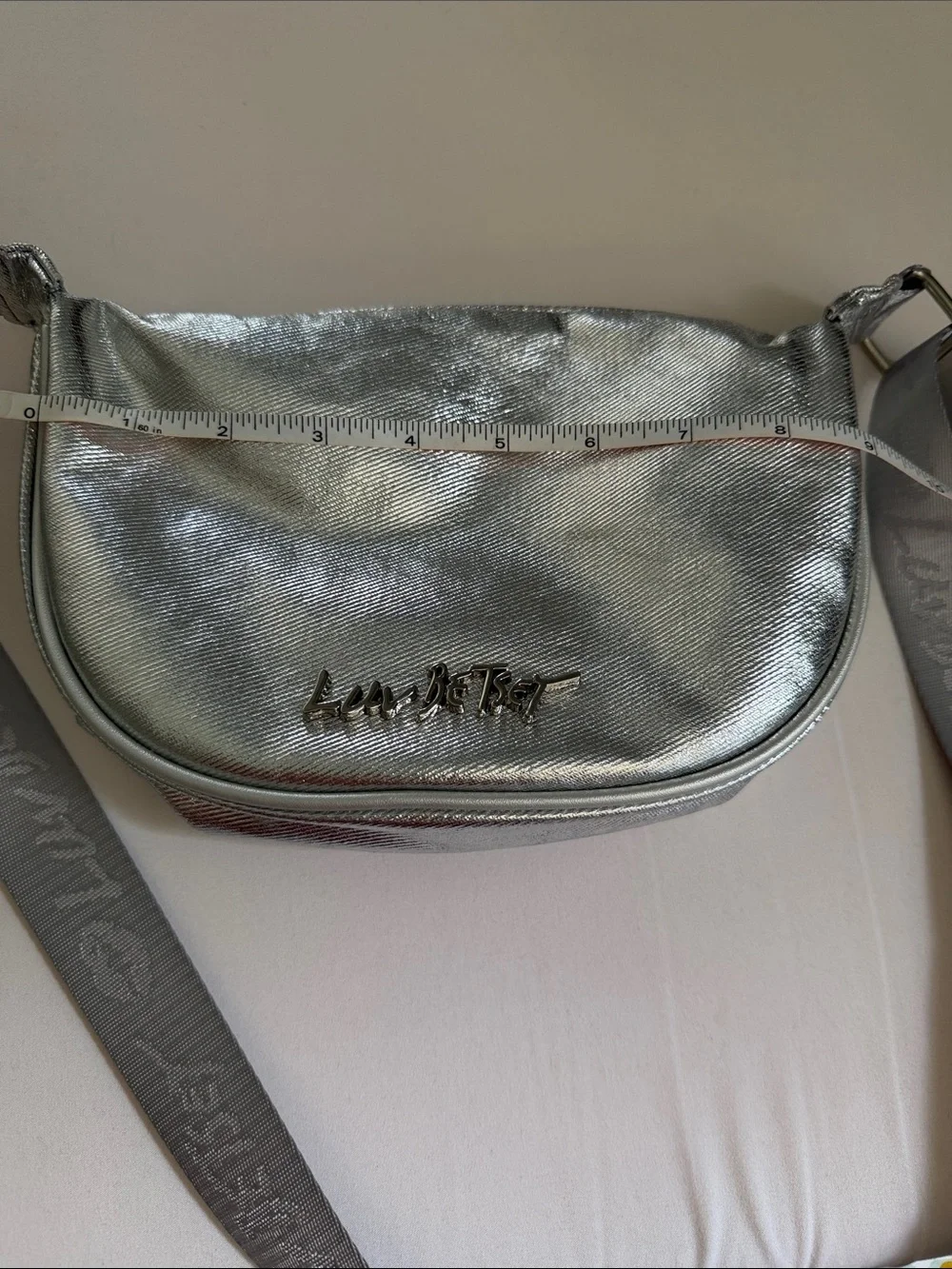 Luv Betsy metallic Silver Crossbody Bag with Adjustable Strap